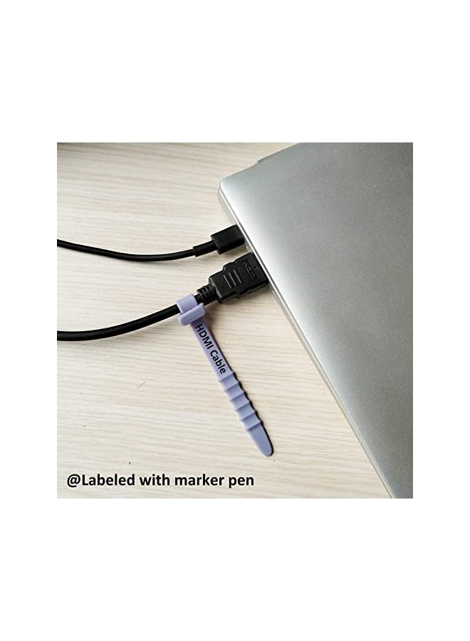 PROMASS 3 Sizes Silicone Cable Straps Cable Management, Long 7.1" Reusable Zip Ties, Silicone Rubber Cable Ties Straps for Wire Organizer, Elastic Cord Ties Cable Organizer for Home Office - Image 2