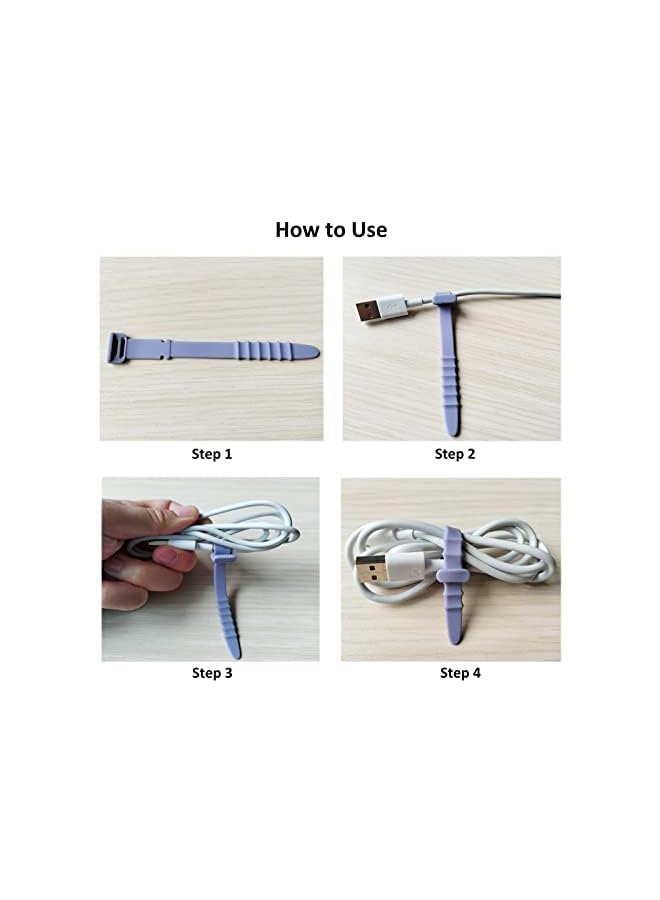 PROMASS 3 Sizes Silicone Cable Straps Cable Management, Long 7.1" Reusable Zip Ties, Silicone Rubber Cable Ties Straps for Wire Organizer, Elastic Cord Ties Cable Organizer for Home Office - Image 4