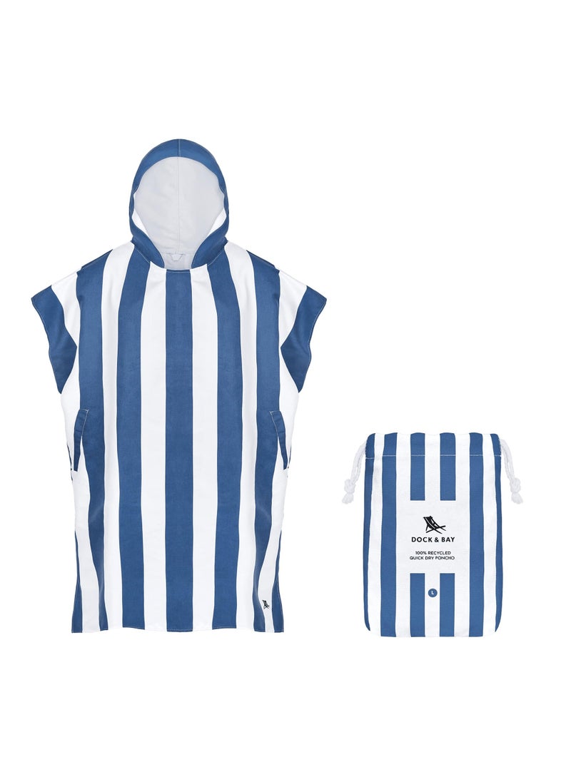 Dock & Bay Dock & Bay Adult Poncho, Hooded Beach Towel with Deep Pockets, Quick Dry, Compact & Lightweight - Large - WHITSUNDAY BLUE  - Image 1