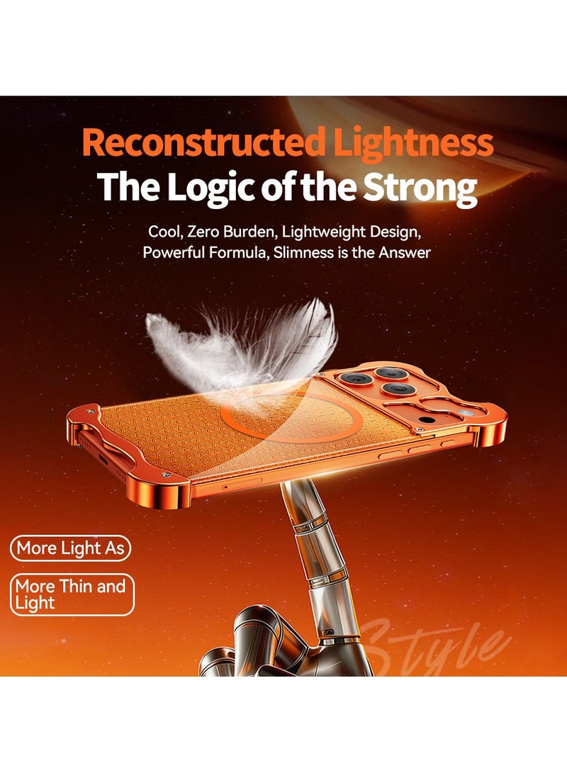 عام غطاء واقٍ متوافق مع أغطية iPhone 17 Pro Max، بإطار معدني مذهب خالٍ من الحواف البارزة، يتميز بجذب مغناطيسي قوي لتوافق MagSafe وحماية من السقوط - Image 4