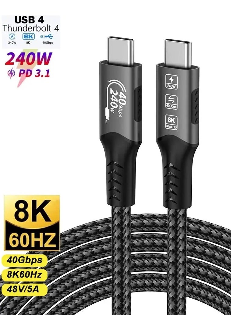 SMART SOURCE USB-C to USB-C Thunderbolt 4 Cable, 240W PD, 40Gbps Data Transfer, 8K & 4K Video Output, Support Extended Display, Compatible with MacBook Pro, iPad Pro, Lenovo, Dell, HP, iPhone 16, Galaxy,【6ft/1.8m】  - Image 2