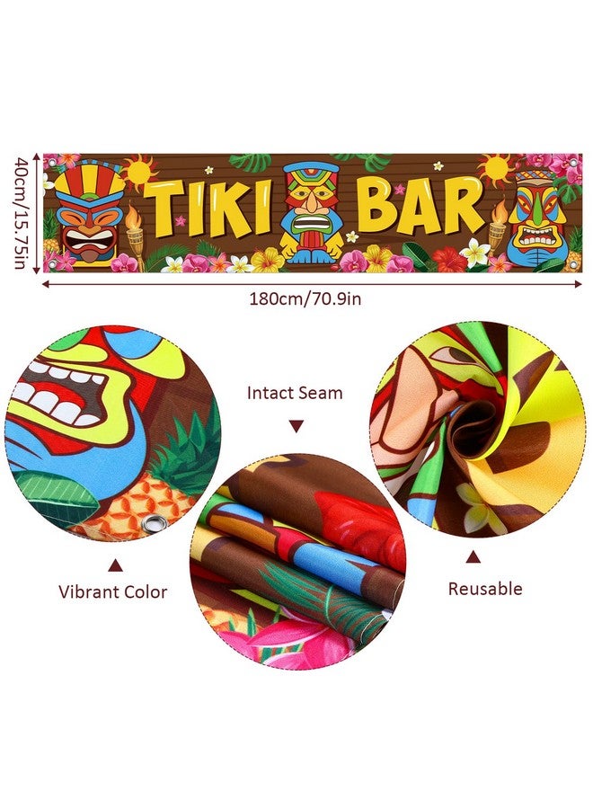 Blulu لافتة بار تيكي لاحتفال لواو هاواي من بلولو، لافتة بار تيكي لاحتفال هاواي، لافتة استوائية، مشهد ألوها لتزيين الهبيسكس، خلفية منزل كرنفال، 15.7 × 72 بوصة - Image 2