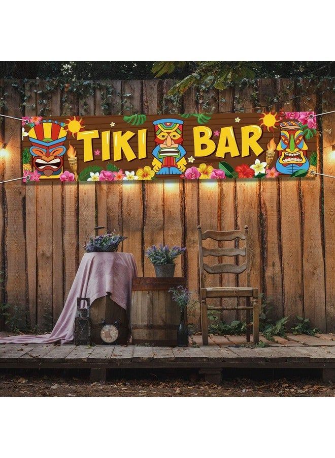 Blulu لافتة بار تيكي لاحتفال لواو هاواي من بلولو، لافتة بار تيكي لاحتفال هاواي، لافتة استوائية، مشهد ألوها لتزيين الهبيسكس، خلفية منزل كرنفال، 15.7 × 72 بوصة - Image 4