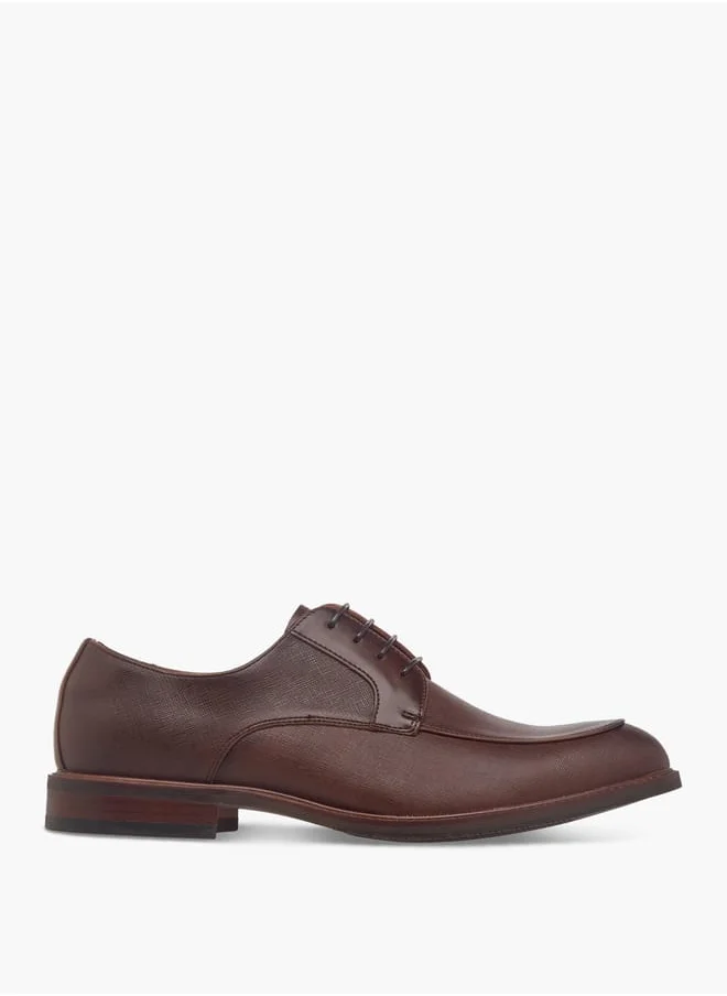 دوتشيني Men's Textured Derby Shoes With Lace-Up Closure