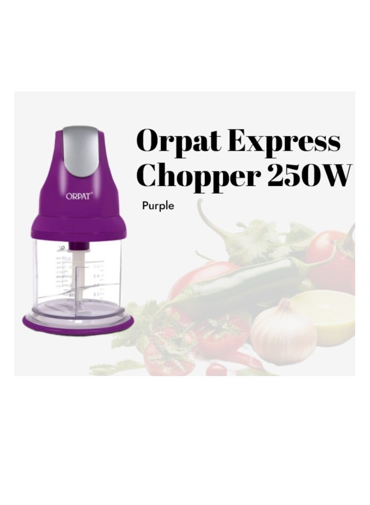Orpat Express Electric Chopper 250W with Stainless Steel Blades for Vegetables, Garlic, and Herbs - Purple - Image 2