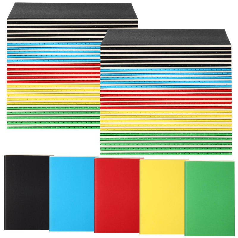 Mimorou 100 Pcs Journals Notebooks Bulk - Kraft Softcover A5 Small Notebooks 5.5 Inch x 8.3 Inch Notepads with 60 Page 30 Sheet for Writing Sketch Travel Office Supplies(Multicolor,Lined) - Image 1