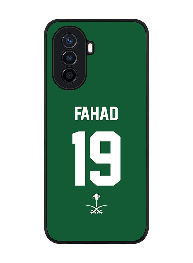 Stylizedd Rugged Black Edge case for Huawei nova Y71, Slim fit Soft Flexible Rubber Edges Anti Drop Cover - Football Team - Saudi Arabia, Player Name - Fahad - Image 1