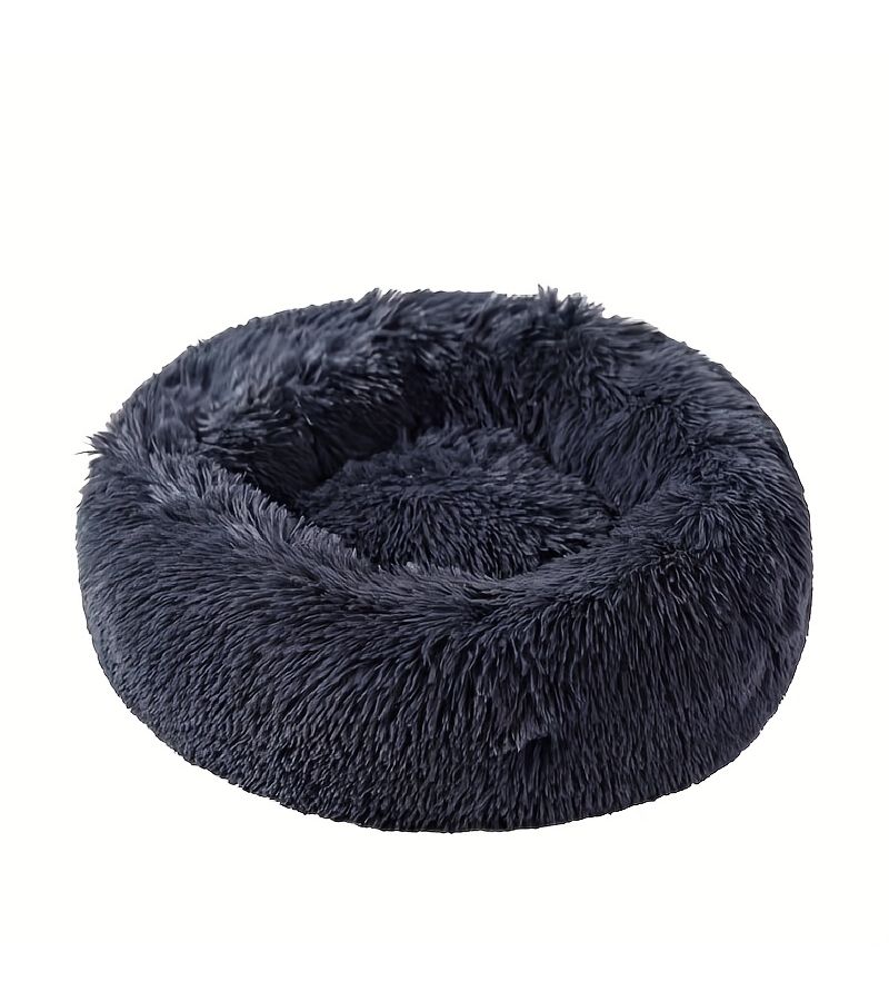 Plush Donut Dog Cat Bed Light Grey Small Size Soft Round Cushion Breathable Four Seasons Comfortable Faux Fur Mat Suitable for Small Medium Pets Christmas Gift - Image 5