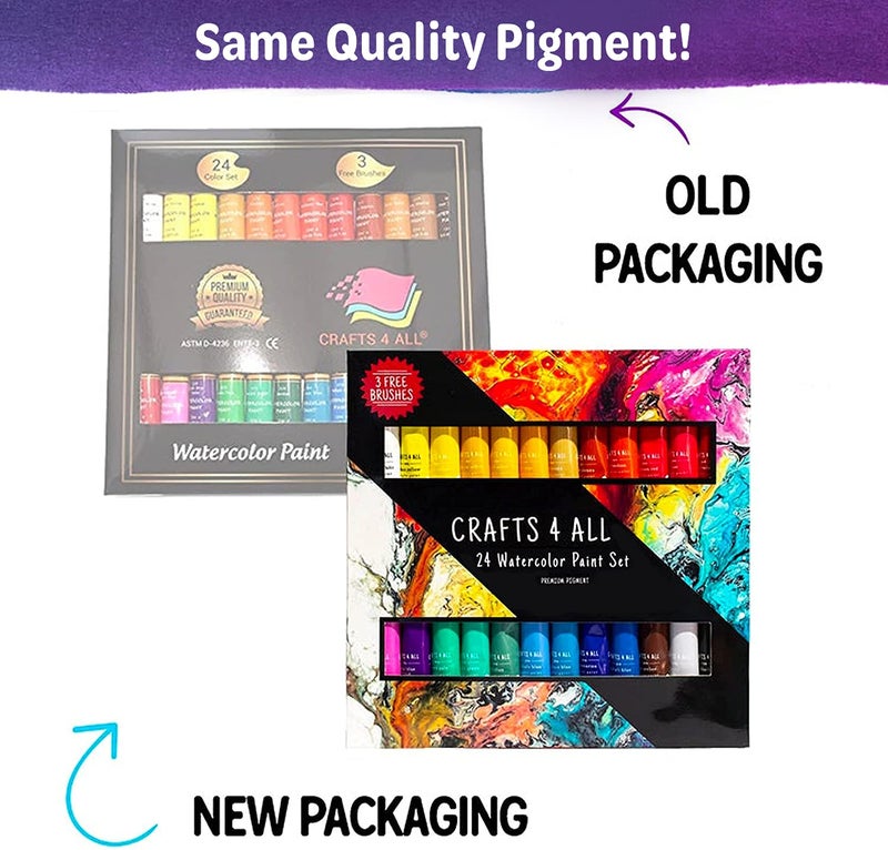 Crafts 4 ALL Watercolor Paint Set by Crafts 4 All 24 Art Watercolors Painting Kit for Artists, Students & Beginners - Perfect for Landscape and Portrait Paintings on Canvas (24 x 12ml) - Image 2