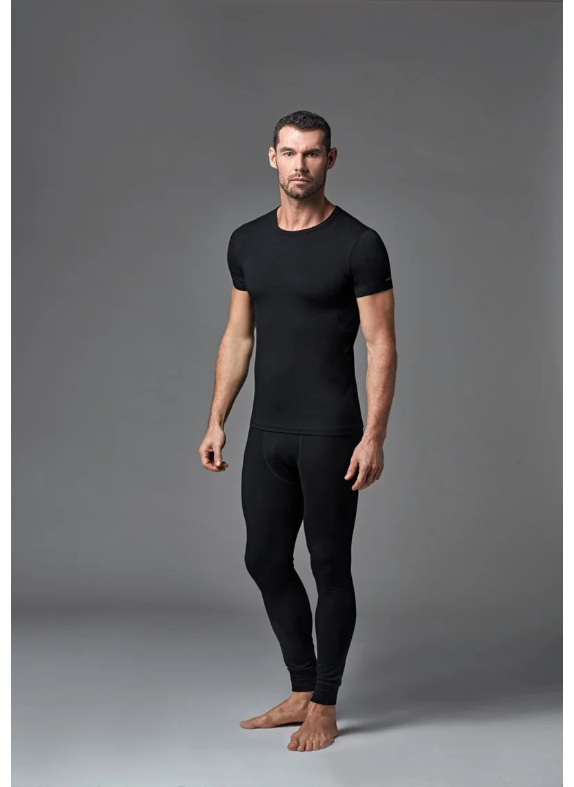 dagi Black Crew Neck Short Sleeve Men's Thermal Underwear Single Top