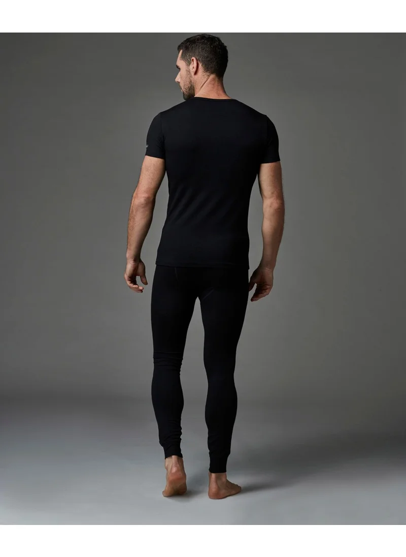dagi Black Crew Neck Short Sleeve Men's Thermal Underwear Single Top