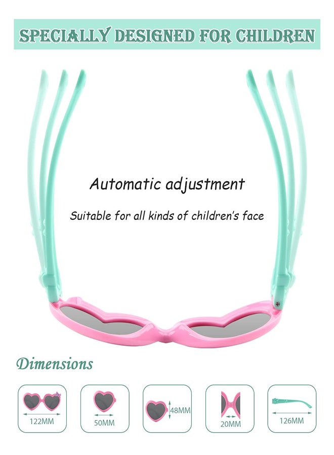 SYOSI Kids Cute Heart Polarized Sunglasses, UV400 for Children Age 3-12, New Fashion Children's Sunglasses Boys And Girls Cute Sunglasses Peach Heart Frame Bow Glasses 878 (Pink) - Image 2