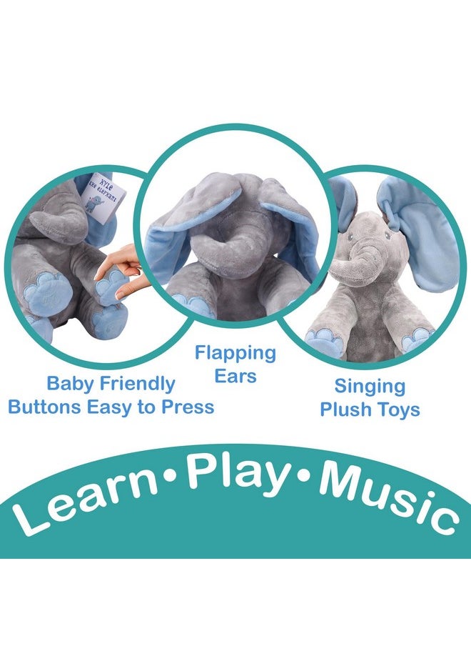 Dimple Kyle Peek A Boo Elephant Toy, Interactive Singing Stuffed Elephant Plush with Moving Ears, Musical Stuffed Animal for Babies and Toddlers, Adorable Baby Toy