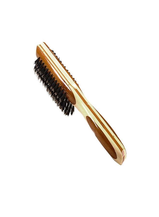 Bass Brushes | Shine & Condition Hair Brush | Natural Bristle FIRM | Pure Bamboo Handle | Classic Half Round Style | Striped Finish | Model 206 - SB - Image 5