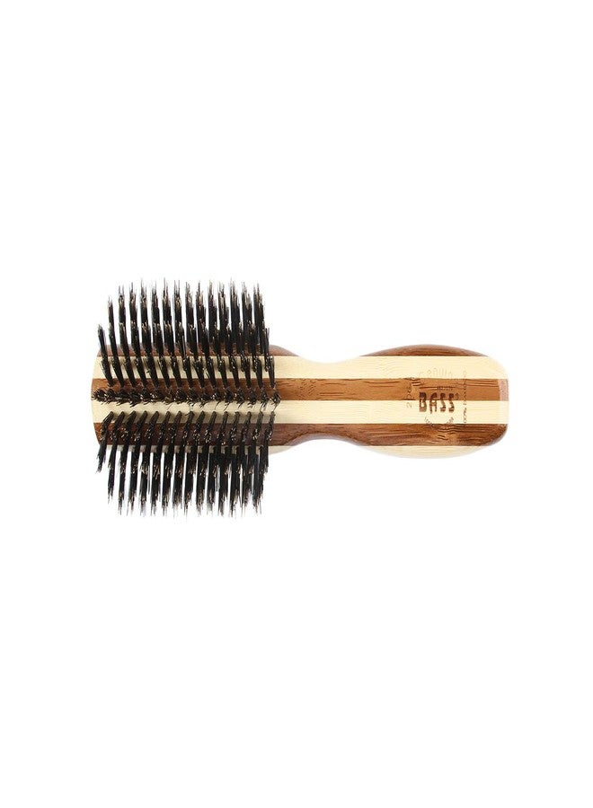 Bass Brushes | Shine & Condition Hair Brush | Natural Bristle FIRM | Pure Bamboo Handle | Classic Half Round Style | Striped Finish | Model 206 - SB - Image 2