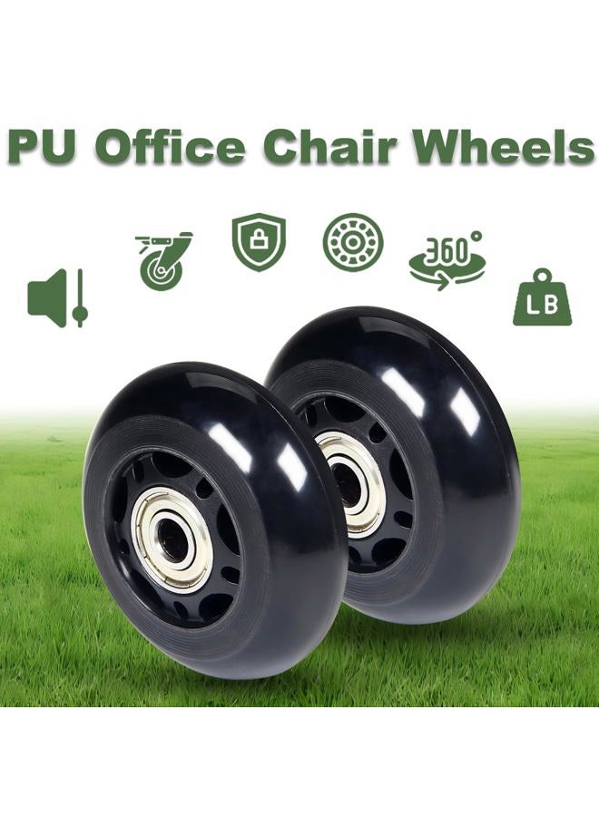 Juvielich 3" x 1" 4Pcs Chair Caster Wheels 3 Inch PU Caster Wheels Just Wheel, 1 inch Width, Small Plate Casters, Roller Wheel with Bearing Office Chair Wheels Storage Cart Rolling Cart - Image 4