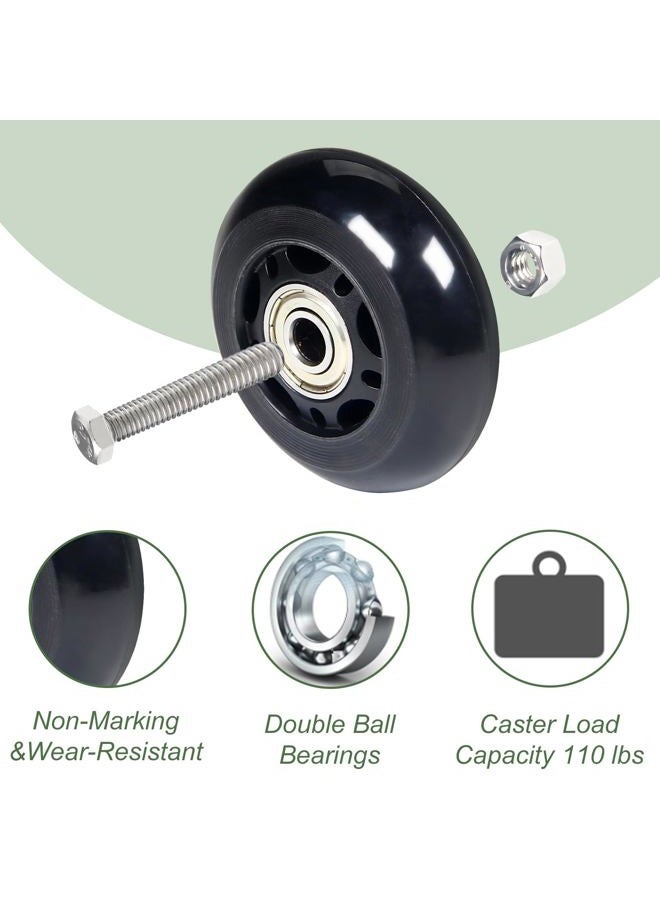 Juvielich 3" x 1" 4Pcs Chair Caster Wheels 3 Inch PU Caster Wheels Just Wheel, 1 inch Width, Small Plate Casters, Roller Wheel with Bearing Office Chair Wheels Storage Cart Rolling Cart - Image 3