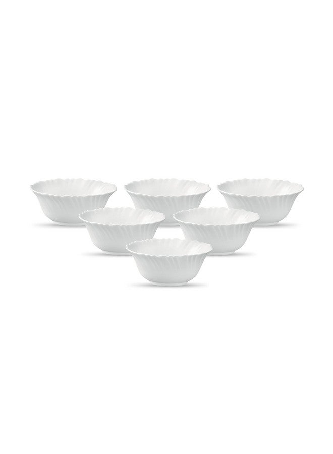LaOpala Diva, Classique Collection, Opal Glass Vegetable Bowl Set 6 pcs, Plain White - Image 4
