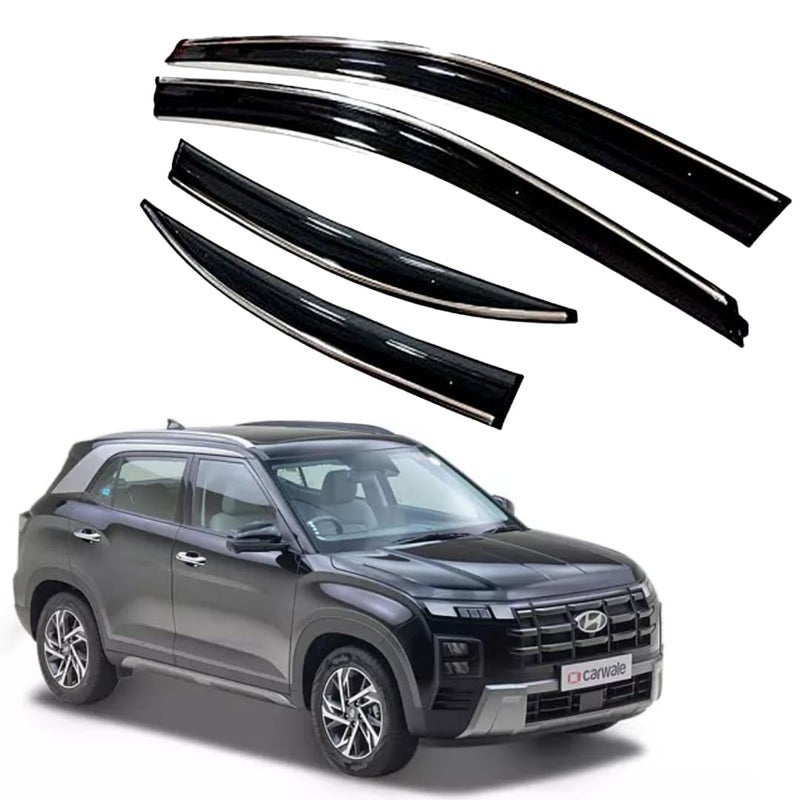 ROYALTECH حماية خلفية السيارة غير قابلة للكسر من كروملاين وسيلفرلاين مع واقي مطر لزجاج الأبواب الجانبية متوافقة مع (هيونداي كريتا (2024 وما بعدها)) - Image 1