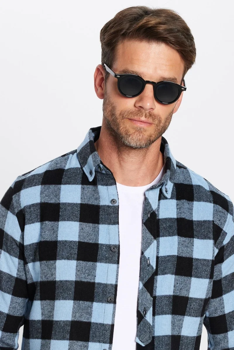 تودورس Men's Slim Fit Slim Fit Lumberjack Button-down Collar Checkered Winter Shirt