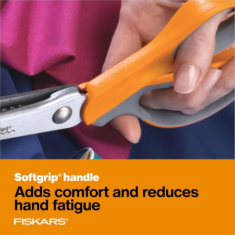 Fiskars SoftGrip Pinking Shears - 8 Inch Stainless Steel Scissors with Ergonomic Handle for Zigzag Cutting - Image 4