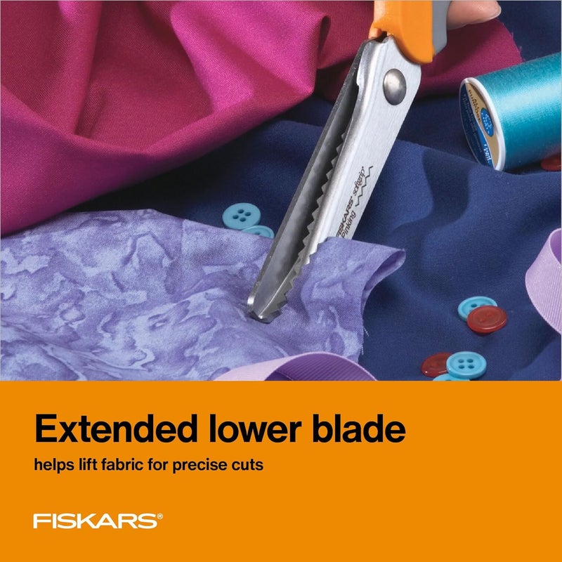 Fiskars SoftGrip Pinking Shears - 8 Inch Stainless Steel Scissors with Ergonomic Handle for Zigzag Cutting - Image 5