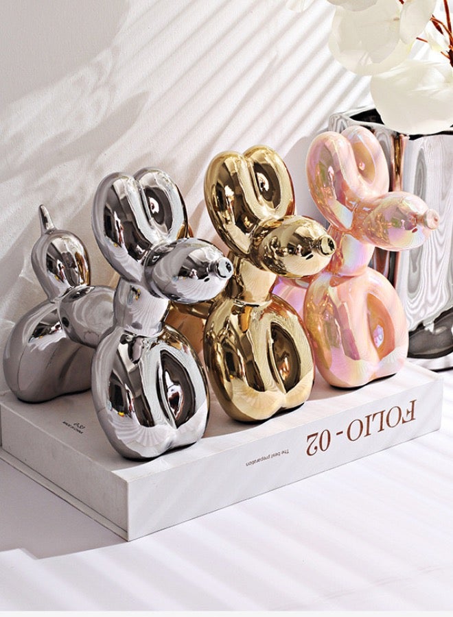 1 Piece Balloon Dog Statue Decoration Ornament, 18x22 cm, Silver Color.  - Image 2
