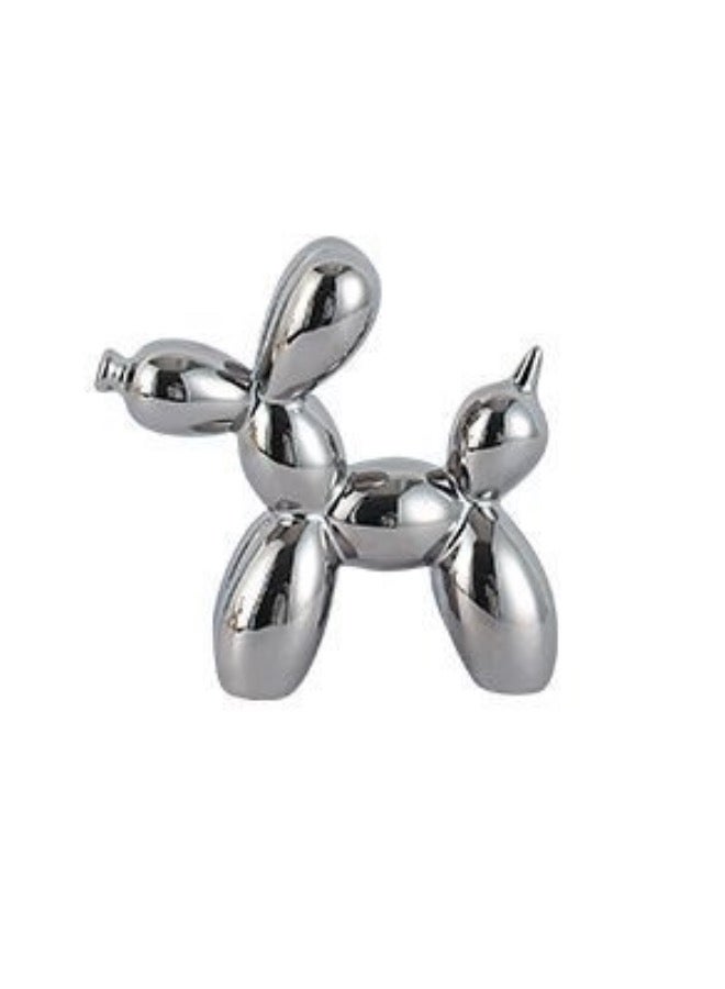 1 Piece Balloon Dog Statue Decoration Ornament, 18x22 cm, Silver Color.  - Image 1