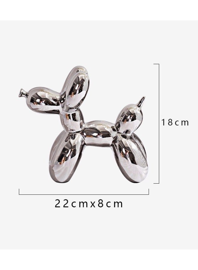 1 Piece Balloon Dog Statue Decoration Ornament, 18x22 cm, Silver Color.  - Image 3