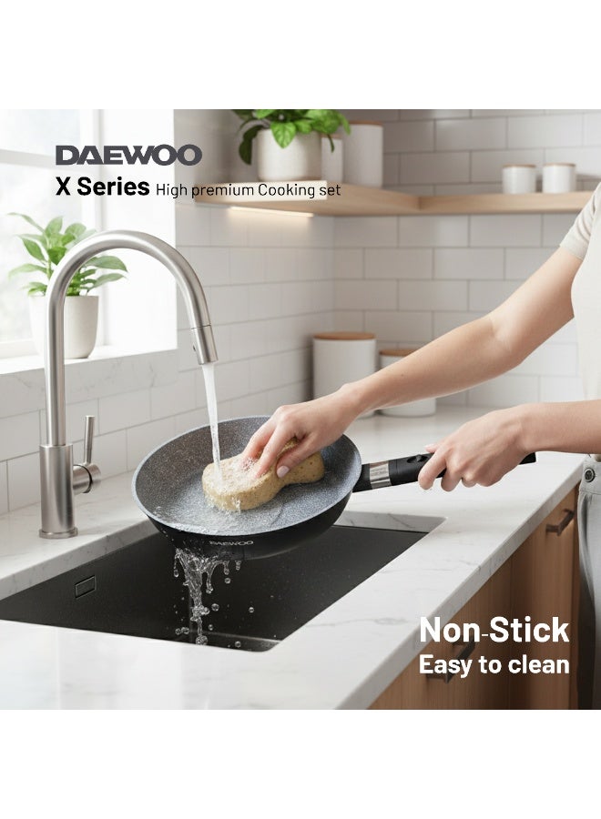 Daewoo 28cm Die-Cast Aluminum Fry Pan, Non-Stick Granite Coating, Full Induction Base, Bakelite Handle, Red, Chemical-Free - Image 5