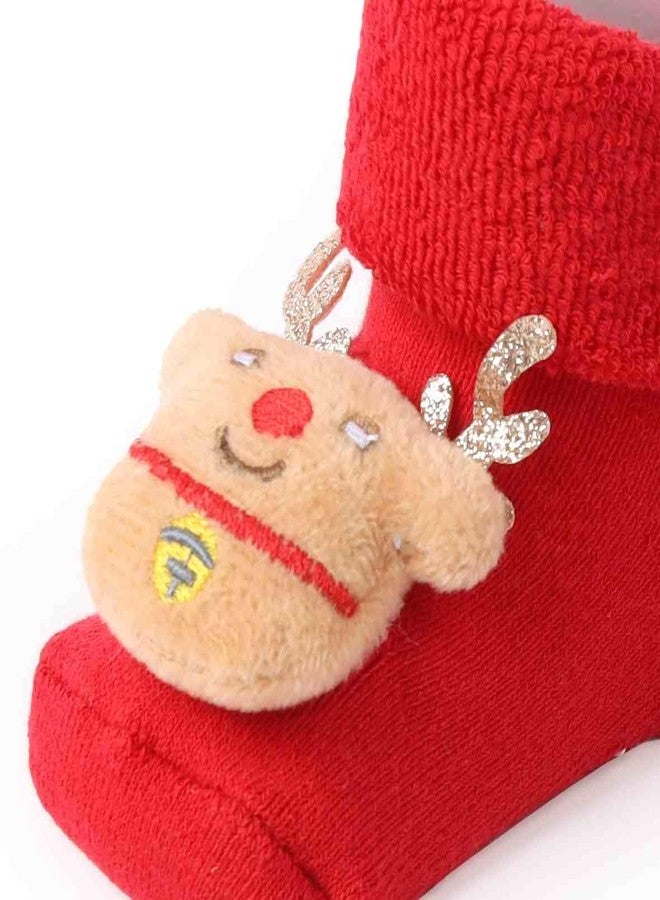 Kicks & Crawl Festive Christmas Collection | Unisex Kids Socks for baby boy & girls | Red & Trendy Design Socks | Suitable for Daily Use | Soft On Skin - Pack of 2 (6-12 M) - Image 3