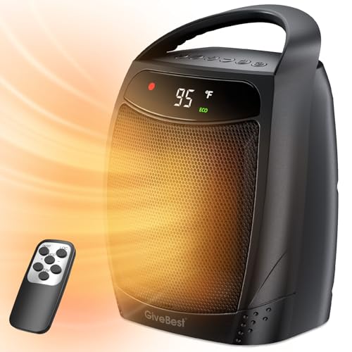 GiveBest Space Heater, 1500W Electric Portable Heaters for Indoor Use, Remote, 4 Mode, Timer, ECO Mode, PTC Ceramic Fast Safety Heat for Bedroom Office Home - Image 1