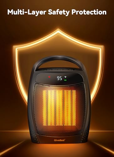 GiveBest Space Heater, 1500W Electric Portable Heaters for Indoor Use, Remote, 4 Mode, Timer, ECO Mode, PTC Ceramic Fast Safety Heat for Bedroom Office Home - Image 3