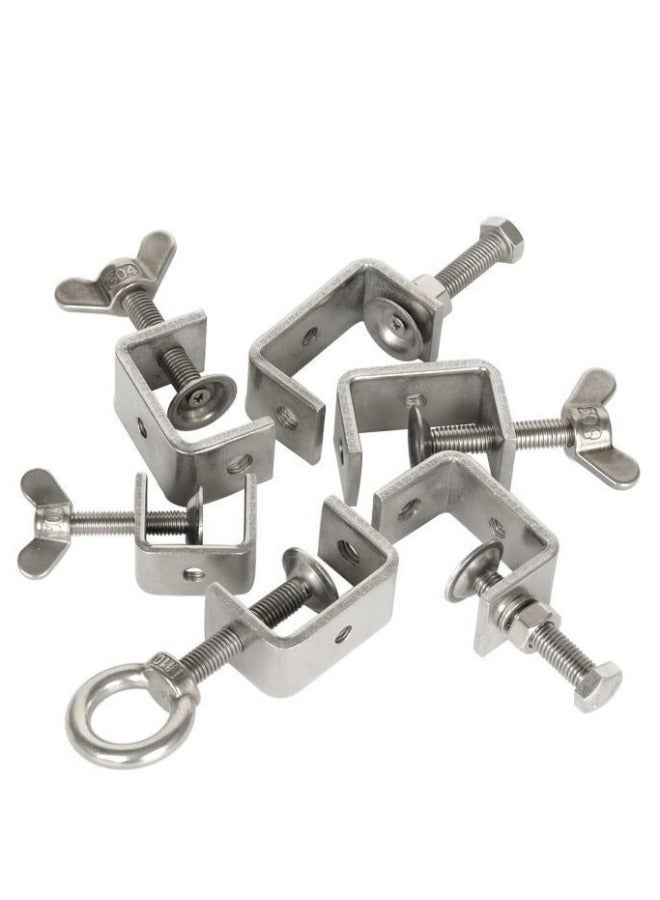 304 Stainless Steel Tiger Clip Steel Beam Clip Clamp Hanging Wire Steel Pipe SqUare C-shaped Clamp U-shaped Clamp Clamp Hoop-Specification Model:Opening 120mm [suspended Ring]  - Image 5