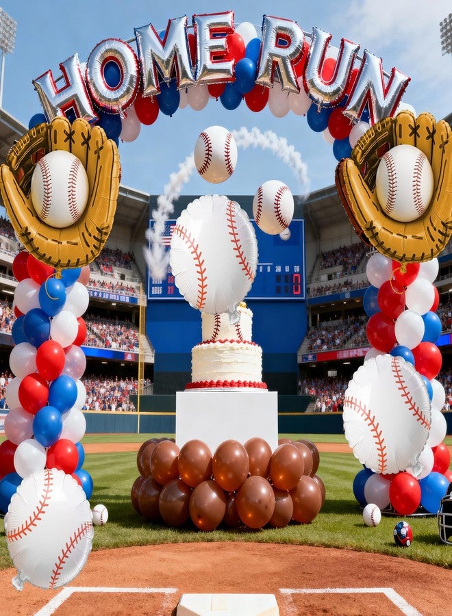 Biapian Baseball Balloons Foil, 18 Inch Round Baseball and Glove Balloon, 6 Pcs Large Sports Balloons Helium for Boys Men Baseball Party Decorations Birthday Party Sports Theme Party Supplies - Image 4