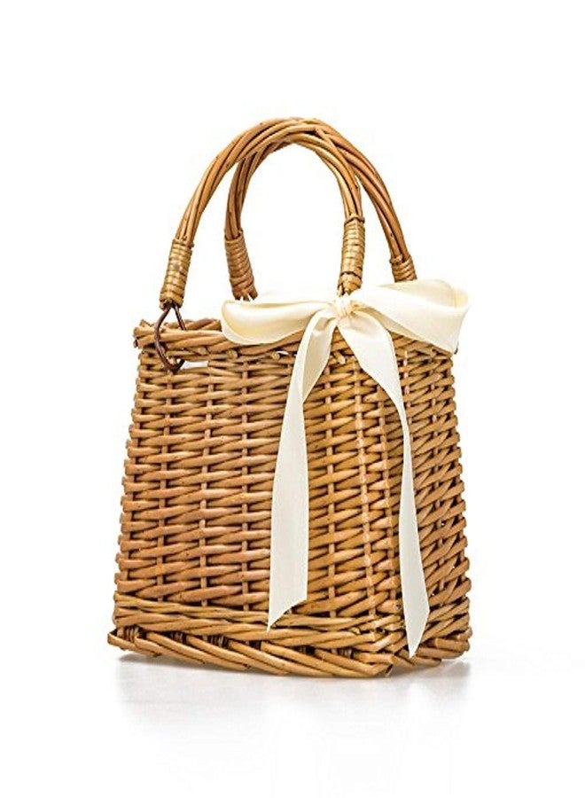 DOKOT Natural Handwoven Wicker Handbag, Rectangular Basket Purse, Women Straw Tote (Rectangular Khaki) 10.2" x 6.7" x6.3" - Image 1