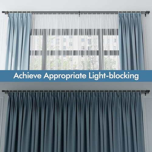 Alskarhem Double Curtain Rod for Windows 48 to 84 1 Inch Heavy Duty Decorative Drapery Rod with 5/8 Inch Adjustable Small Black Curtain Rods for Living Room Bedroom(32"-90") - Image 4