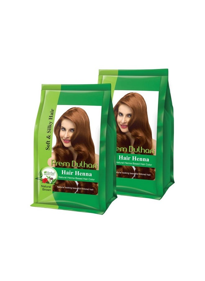 Prem Dulhan Hair Henna Natural Henna Based Hair Color |Natural Brown| -125 Grm (Pack Of 2)  - Image 1