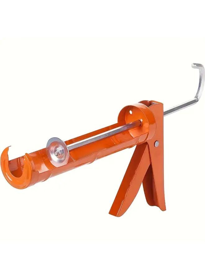 Heavy Duty Metal Manual Caulking Gun 10 1 Thrust Ratio Ergonomic Orange Handle Drip Free - Image 1