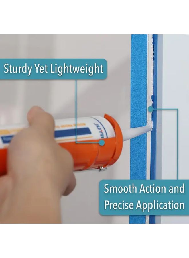 Heavy Duty Metal Manual Caulking Gun 10 1 Thrust Ratio Ergonomic Orange Handle Drip Free - Image 4