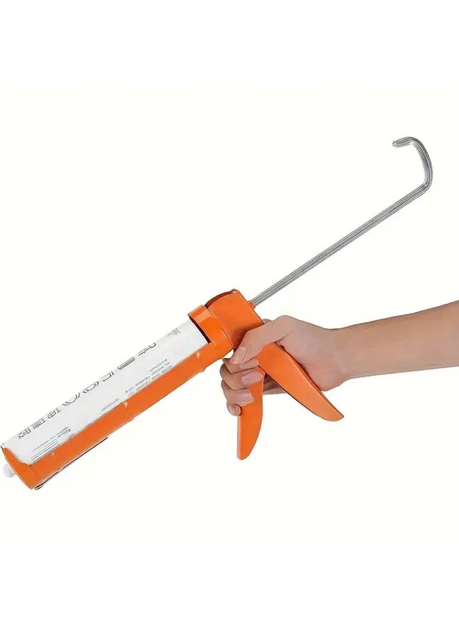 Heavy Duty Metal Manual Caulking Gun 10 1 Thrust Ratio Ergonomic Orange Handle Drip Free - Image 2