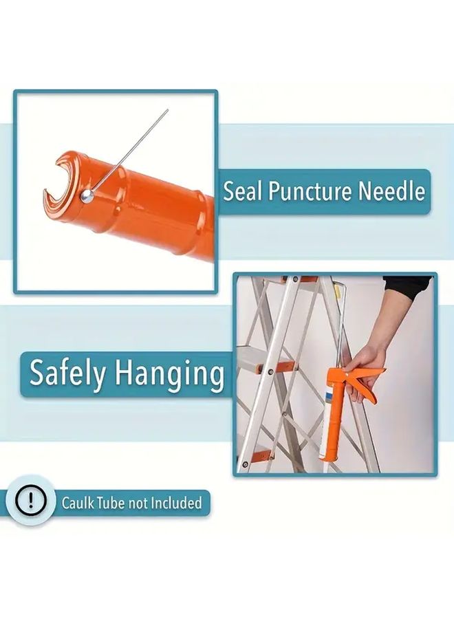 Heavy Duty Metal Manual Caulking Gun 10 1 Thrust Ratio Ergonomic Orange Handle Drip Free - Image 5