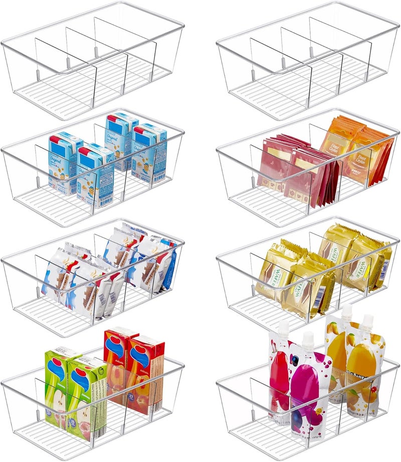 Vtopmart 8 Pack Food Storage Organizer Bins - Clear Plastic Bins for Pantry, Kitchen, Fridge, and Cabinet Organization - Image 1