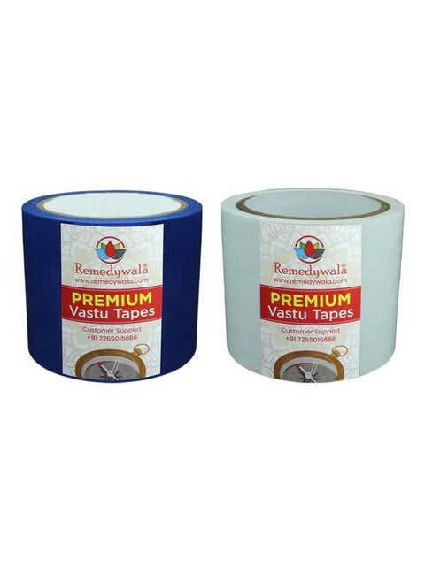 Vastu Tape For Vastu Correction Of Toilet And Entrance Combo Of Vastu Blue Tape - Vastu White Tape (Size 3 To 4 Inch - 20 Meter Approx, Pack Of 2)