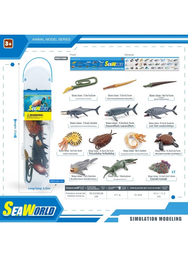 Generic - Mini Simulation Marine Fish Prehistoric Animals Ancient Marine Life Deep Sea Biological Storage Box Set Model Ornaments-Color:BL-1147B Dolphin Model Set 220g - Image 1