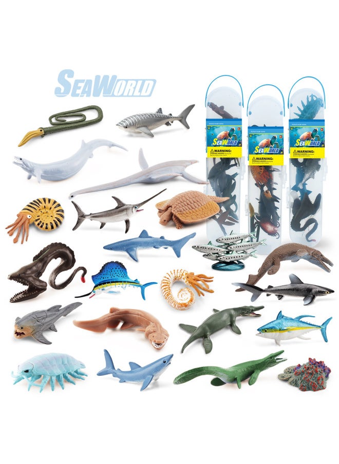 Generic - Mini Simulation Marine Fish Prehistoric Animals Ancient Marine Life Deep Sea Biological Storage Box Set Model Ornaments-Color:BL-1147B Dolphin Model Set 220g - Image 1