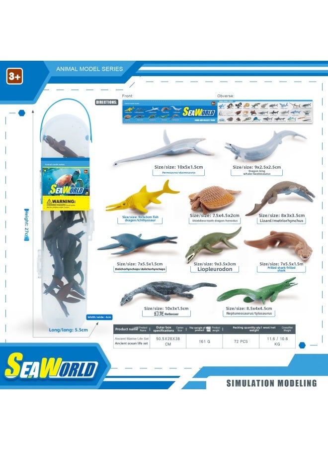 Generic - Mini Simulation Marine Fish Prehistoric Animals Ancient Marine Life Deep Sea Biological Storage Box Set Model Ornaments-Color:BL-1147B Dolphin Model Set 220g - Image 1