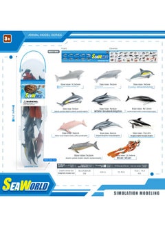 Mini Simulation Marine Fish Prehistoric Animals Ancient Marine Life Deep Sea Biological Storage Box Set Model Ornaments-Color:BL-1147B Dolphin Model Set 220g
