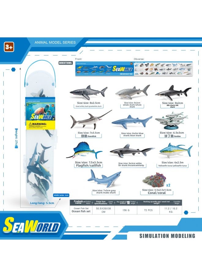 Generic - Mini Simulation Marine Fish Prehistoric Animals Ancient Marine Life Deep Sea Biological Storage Box Set Model Ornaments-Color:BL-1147B Dolphin Model Set 220g - Image 1