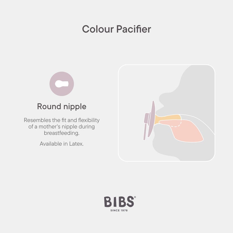 BIBS Colour Liberty Soother 2-Pack, BPA Free Dummy Pacifier, Round Nipple. Natural Rubber Latex, Made in Denmark, Size 2 (6-18 Months), June Blossom Vanilla Hush Mix - Image 4
